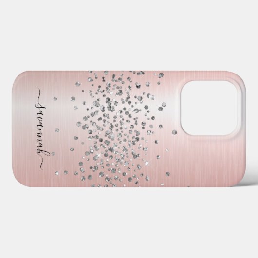 Girly Roos Gold Glitter Name Case-Mate iPhone Case (Achterkant (horizontaal))