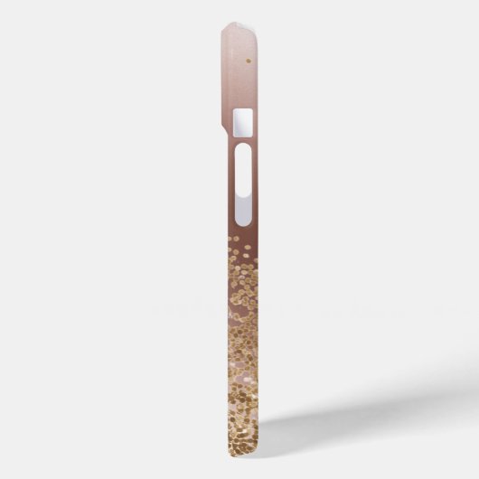 Girly Roos Gold Glitter Name Monogram Case-Mate iPhone Case (Achterkant / Links)