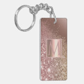 Girly Roos Gold Glitter Name Monogram Sleutelhanger (Voorkant Links)