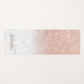 Girly roos gold glitter ombre marble monogramma yogamat (Voorkant (horizontaal))