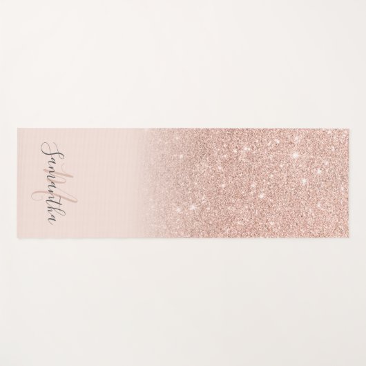 Girly roos gold glitter ombre roze monogrammen yogamat (Voorkant (horizontaal))