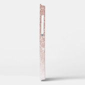 Girly Roos Gold Glitter Pink Monogram Naam  Case-Mate iPhone Case (Achterkant / Links)