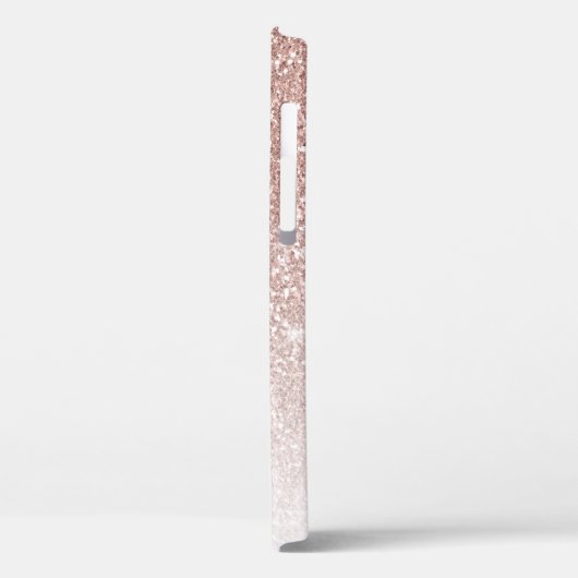 Girly Roos Gold Glitter Pink Monogram Naam  Case-Mate iPhone Case (Achterkant / Links)