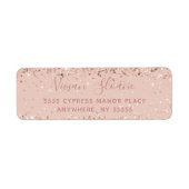 Girly Roos Gold Glitter Return Address Label (Voorkant)