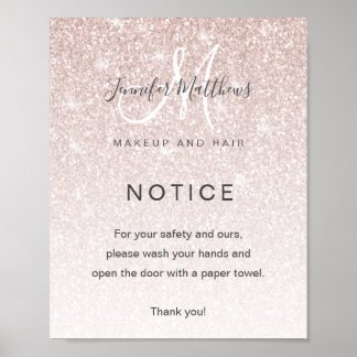 Girly Roos Gold Glitter Salon COVID19 Was handen Poster
