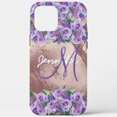 Girly Roos Gold Glitter Script Monogram Case-Mate iPhone Case (Achterkant)