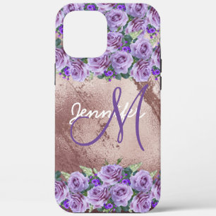 Girly Roos Gold Glitter Script Monogram  Case-Mate iPhone Case