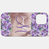 Girly Roos Gold Glitter Script Monogram Case-Mate iPhone Case (Achterkant (horizontaal))