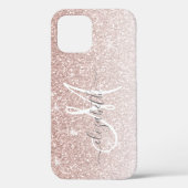 Girly Roos Gold Glitter Script Monogram Case-Mate iPhone Case (Achterkant)