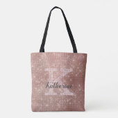 Girly Roos Gold Glitter Sparkle Glam Monogram Naam Tote Bag (Achterkant)