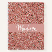 Girly Roos Gold Glitter Sparkle Monogram Naam Notitieboek (Voorkant)