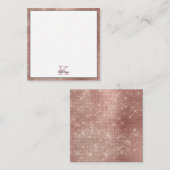 Girly Roos Gold Glitter Sparkle Monogram Naam Opme Notitiekaartje (Voorkant / Achterkant)