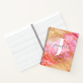 Girly Roos Gold Glitter Sparkle Monogram Notebook Notitieboek (Binnen)