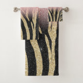 Girly Roos Gold Glitter Sparkles Black Zebra Print Bad Handdoek (Insitu)