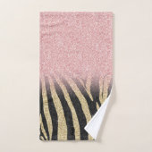 Girly Roos Gold Glitter Sparkles Black Zebra Print Bad Handdoek (Handdoek)