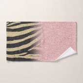 Girly Roos Gold Glitter Sparkles Black Zebra Print Bad Handdoek (Handdoek)