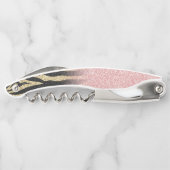 Girly Roos Gold Glitter Sparkles Black Zebra Print Kurkentrekker (Achterkant)