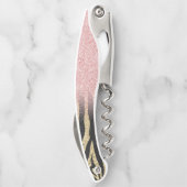 Girly Roos Gold Glitter Sparkles Black Zebra Print Kurkentrekker (Achterkant)