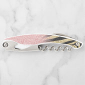 Girly Roos Gold Glitter Sparkles Black Zebra Print Kurkentrekker (Voorkant)