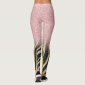 Girly Roos Gold Glitter Sparkles Black Zebra Print Leggings (Achterkant)