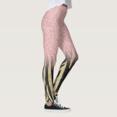 Girly Roos Gold Glitter Sparkles Black Zebra Print Leggings (Rechts)
