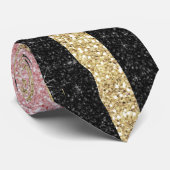 Girly Roos Gold Glitter Sparkles Black Zebra Print Stropdas (Opgerold)