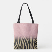 Girly Roos Gold Glitter Sparkles Black Zebra Print Tote Bag (Achterkant)