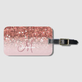 Girly Roos Gold Glitter Sparkles Monogram Bagagelabel (Voorkant (horizontaal))