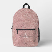 Girly Roos Gold Glitter Sparkles Monogram Bedrukte Rugzak (Voorkant)