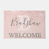 Girly Roos Gold Glitter Sparkles Monogram Deurmat (Voorkant)