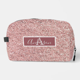 Girly Roos Gold Glitter Sparkles Monogram Toilettasje