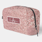 Girly Roos Gold Glitter Sparkles Monogram Toilettasje (Rechterhoek)