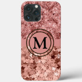 Girly Roos Gold Glitter Stars Monogram Case-Mate iPhone Case (Achterkant)