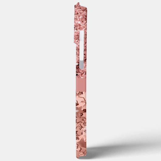 Girly Roos Gold Glitter Stars Monogram Case-Mate iPhone Case (Achterkant / Links)