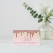 Girly, Roos Gold Glitter Visitekaartje (Staand voorkant)