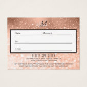 Girly Roos Gold Glittery Monogram Cadeaubon Visitekaartje (Achterkant)