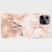 Girly Roos Gold Glittery Monogram iPhone Hoesje (Achterkant horizontaal)