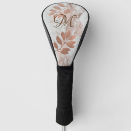 Girly Roos Gold Leaves Monogram Golf Head Hoesje Golfheadcover