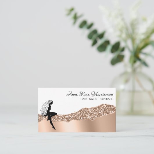 *~* Girly Roos Gold Long Hair Goddess Beauty Visitekaartje (Staand voorkant)