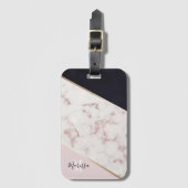 Girly Roos Gold Marble Abstract Monogram Bagagelabel (Voorkant (verticaal))