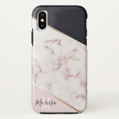 Girly Roos Gold Marble Abstract Monogram Case-Mate iPhone Case (Achterkant)