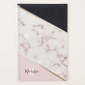 Girly Roos Gold Marble Abstract Monogram Planner (Voorkant)