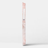 Girly Roos Gold Marble Glitter Monogramname Case-Mate iPhone Case (Achterkant / Links)