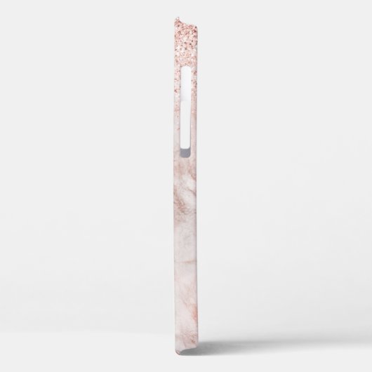 Girly Roos Gold Marble Glitter Monogramname Case-Mate iPhone Case (Achterkant / Links)