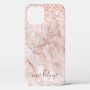 Girly Roos Gold Marble Glitter Monogramname Case-Mate iPhone Case