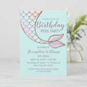 Girly Roos Gold Mint Zeemeermin Staart Zwembad Ver Kaart (Staand voorkant)