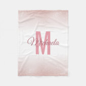 Girly Roos Gold Modern Chic Monogram Elegant Fleece Deken (Voorkant)