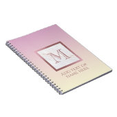 Girly Roos Gold Monogram Marble Pink Vanilla Ombre Notitieboek (Rechterzijde)