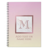 Girly Roos Gold Monogram Marble Pink Vanilla Ombre Notitieboek (Voorkant)