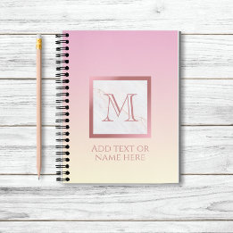 Girly Roos Gold Monogram Marble Pink Vanilla Ombre Notitieboek